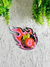 Retro Flaming Eight Ball Red Pink Wall Mirror
