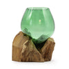 Green Recycled Beer Bottle Molten Glass Bowls on Wood - In 5 Unique Sizes & Shapes