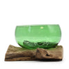 Green Recycled Beer Bottle Molten Glass Bowls on Wood - In 5 Unique Sizes & Shapes