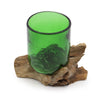 Recycled Green Beer Bottle Molten Glass on Wood -Beer Glass