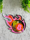Retro Flaming Eight Ball Red Pink Wall Mirror