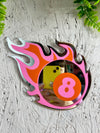 Retro Flaming Eight Ball Red Pink Wall Mirror