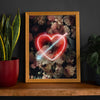 Flowers Cupid's Arrow Through The Heart Neon Colour Print A3