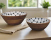 2x Lacquered Wooden Bowl Set