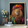 Rainbow Lion Animal Portrait Print A4