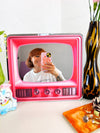 Hot Pink Vintage Retro TV Wall Mirror