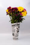 Retro Newspaper Print Tall Ceramic Vase