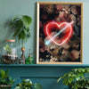 Flowers Cupid's Arrow Through The Heart Neon Colour Print A3