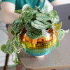 Rainbow Colour Disco Ball Hanging Planter - (8in)