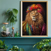 Rainbow Lion Animal Portrait Print A4