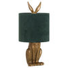Sitting Hare Table Lamp With Velvet Shade in Gold or Silver