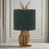 Sitting Hare Table Lamp With Velvet Shade in Gold or Silver