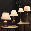 Antique Style Grey Washed Wood Incia Table Lamps in 4 Styles