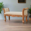 Cream Boucle French Style Wooden Bench
