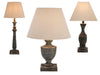 Antique Style Grey Washed Wood Incia Table Lamps in 4 Styles