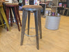 Aviation Inspired Industrial Iron Stools w/ Tan Faux Leather Seat