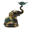 Asian Gold & Turquoise Green Brass Elephant Incense Holders