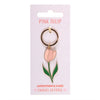 Tulip Shape Keyring with Positive Message in Pink, Yellow or White