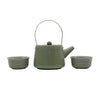 Herbal Jade Teapot Set with Smooth Gloss Finish & Two Cups