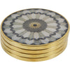 Geometric Design With Gold Rim Round Coasters