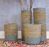 Seagrass & Abu-Abu Raffia Baskets/Vases - Natural/Grey