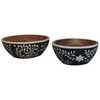 Black & White Floral Resin Inlay Mango Wood Bowl Set
