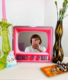Hot Pink Vintage Retro TV Wall Mirror