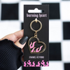 Black & Pink Burning Heart Enamel Keyring