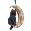 Black Cat on Crescent Moon Christmas Hanging Ornament - 9cm