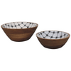 2x Lacquered Wooden Bowl Set