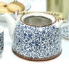Blue & White Floral Pattern Teapot with 6 Cups Set