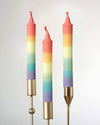 Rainbow Colours Striped Dip Dye Taper Candle