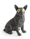 Large Funky Frenchie Bulldog Sculpture in Gold Shades 44 cm