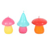Quirky Set of 3 Multicoloured Mushroom Shaped Candles