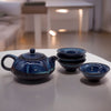 Blue Multi-Tone Glaze Herbal Teapot Set with Two Cups