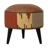 Durrie & Tan Leather Mixed Footstool
