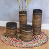Java Banana Leaf Handwoven Baskets/Vases - Natural/Black