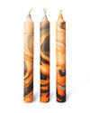 Black & Fiery Orange Marble Swirl Taper Candle