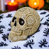 Striking Jewelled Gothic Beige Skull Sculpture