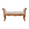 Cream Boucle French Style Wooden Bench