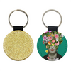Frida Flower Crown Keyring with Gold Glitter Back