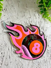 Retro Flaming Eight Ball Red Pink Wall Mirror