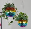 Rainbow Colour Disco Ball Hanging Planter - (8in)