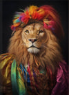 Rainbow Lion Animal Portrait Print A4