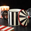 Black Striped Circus Tent Mug with Lid