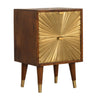 Sun Ray Gold Wooden Bedside Drawers Unit