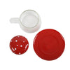 Glass Red Mushroom Glass Mug With Lid &Saucer