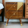 Gold Geometric Design Chestnut Bedside Drawers
