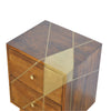 Gold Geometric Design Chestnut Bedside Drawers
