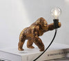 Gold Resin Gorilla Figure Holding Bulb Table lamp